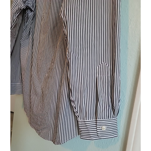 Polo Ralph Lauren Classic Fit Stretch Grey Striped Button Down Shirt LG 16 1/2 - Picture 11 of 11